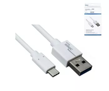 USB 3.1-kabel typ C - 3.0 A , vit, box, 0,5 m Dinic Box, 5Gbps, 3A laddning